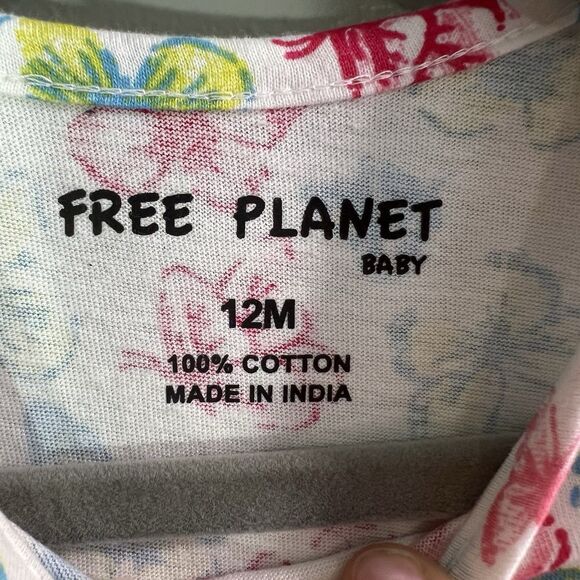 Free planet baby One Piece Romper, white w/ Butterflies, size 12M - Picture 3 of 6